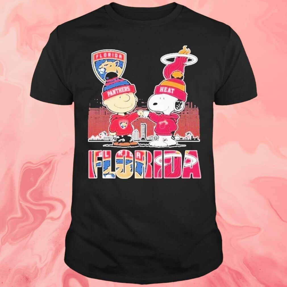 Florida Panthers Miami Heat Snoopy T-Shirt