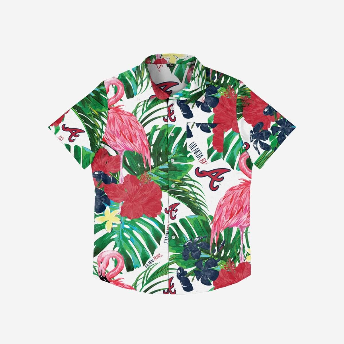 Atlanta Braves Hawaiian Shirt Flamingo Palm Leaves Pattern Atlanta Braves Hawaiian Shirt Flamingo Palm Leaves Pattern