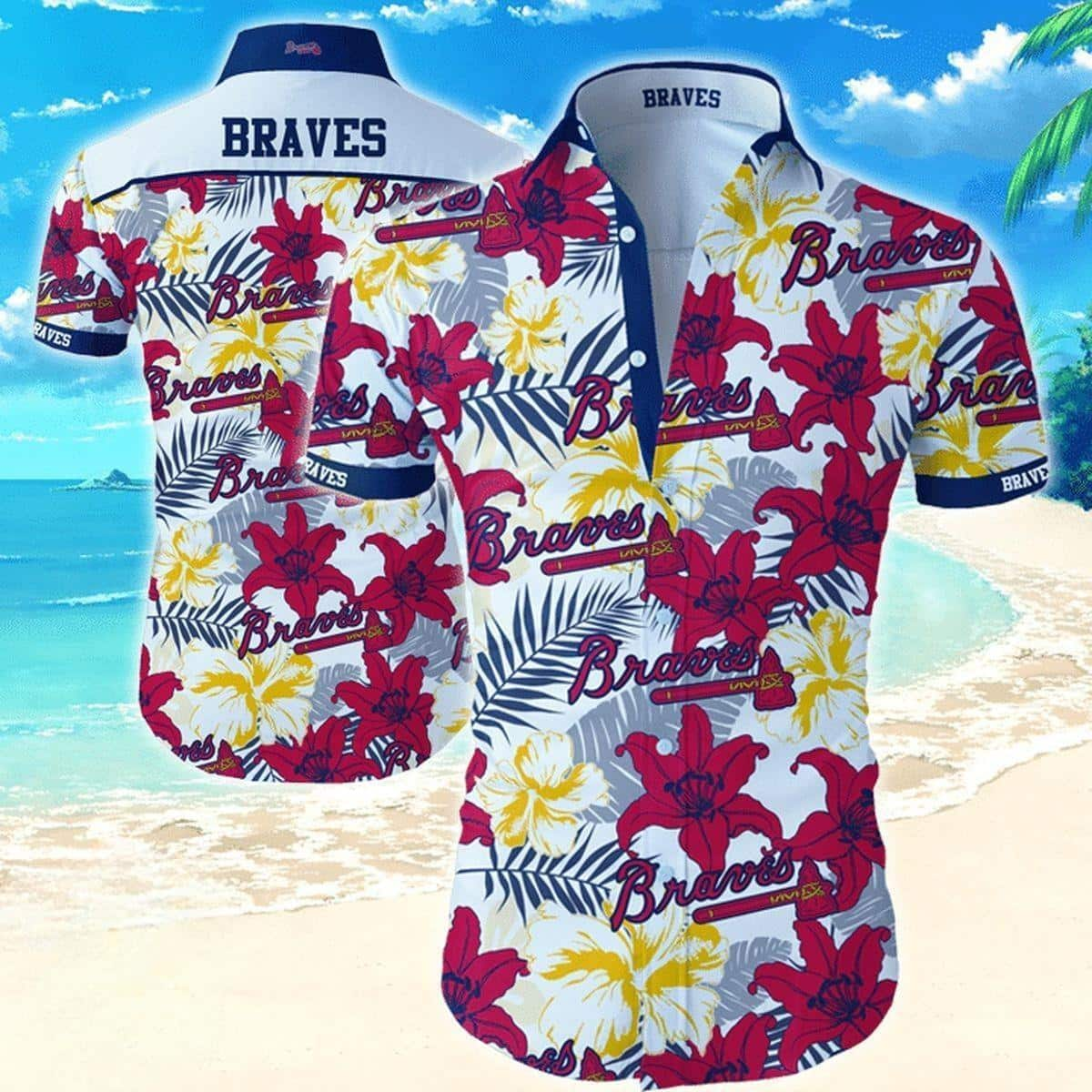 MLB Atlanta Braves Hawaiian Shirt Tropical Flower Pattern