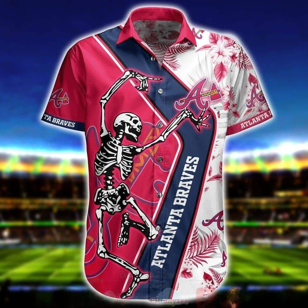 MLB Atlanta Braves Hawaiian Shirt Skeleton Baseball Fans Gift