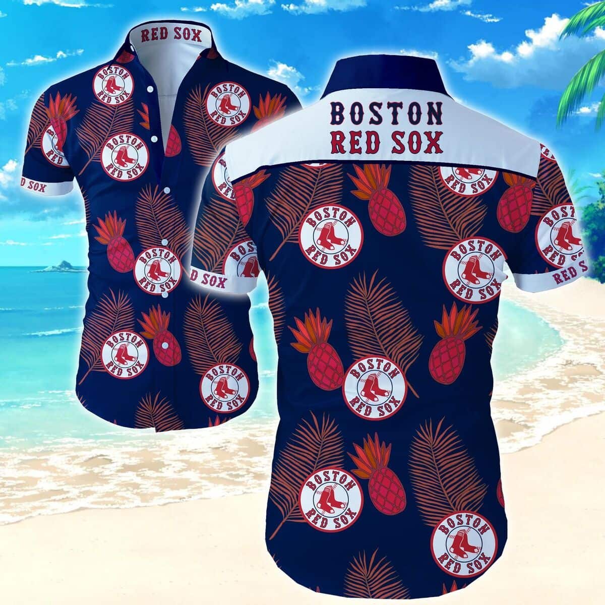 Boston Red Sox Hawaiian Shirt Palm Leaves Pineapple Pattern All Over Print Boston Red Sox Hawaiian Shirt Palm Leaves Pineapple Pattern All Over Print