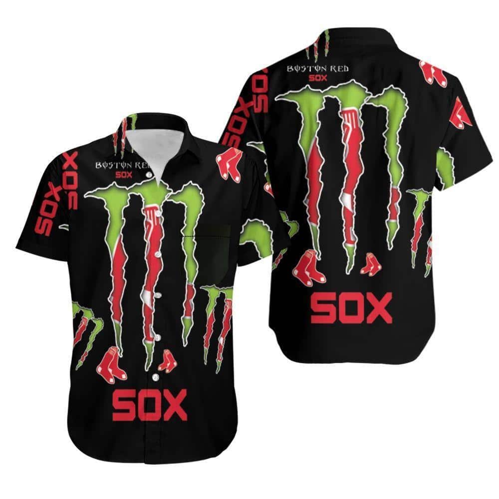 Boston Red Sox Hawaiian Shirt Monster Energy Logo Boston Red Sox Hawaiian Shirt Monster Energy Logo