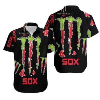 Boston Red Sox Hawaiian Shirt Monster Energy Logo Boston Red Sox Hawaiian Shirt Monster Energy Logo