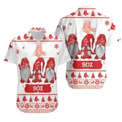 Gnomes Boston Red Sox Hawaiian Shirt Christmas Gift For Baseball Lovers