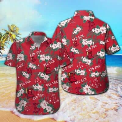Boston Red Sox Hawaiian Shirt Tropical Pattern Beach Vacation Gift Boston Red Sox Hawaiian Shirt Tropical Pattern Beach Vacation Gift