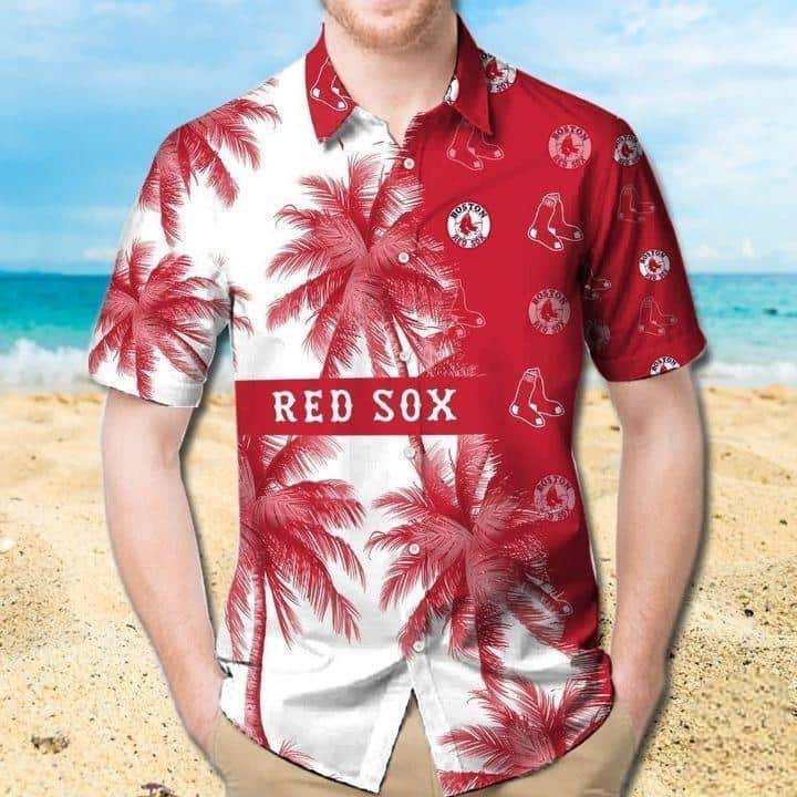 Boston Red Sox Hawaiian Shirt Palm Tree Beach Lovers Gift Boston Red Sox Hawaiian Shirt Palm Tree Beach Lovers Gift