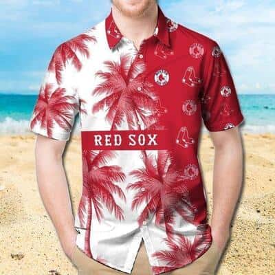 Boston Red Sox Hawaiian Shirt Palm Tree Beach Lovers Gift