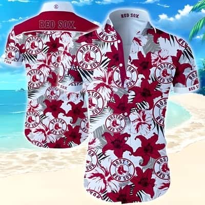Boston Red Sox Hawaiian Shirt Tropical Flower Pattern Gift For Beach Trip