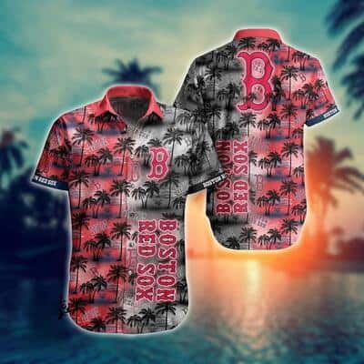 Boston Red Sox Hawaiian Shirt Palm Trees Pattern Beach Gift For Friend