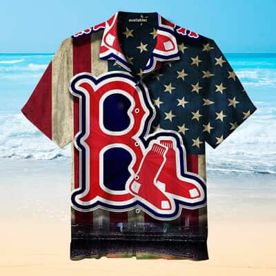 Boston Red Sox Hawaiian Shirt American Flag Independence Day