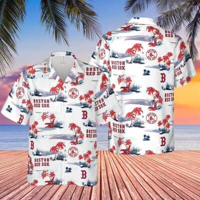 Boston Red Sox Hawaiian Shirt Island Pattern On White Theme