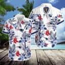 Boston Red Sox Hawaiian Shirt Hibiscus Flower Pattern On White Theme