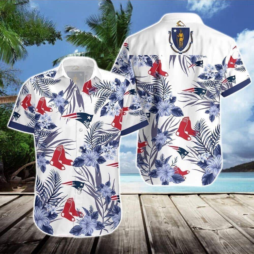 Boston Red Sox Hawaiian Shirt Hibiscus Flower Pattern On White Theme Boston Red Sox Hawaiian Shirt Hibiscus Flower Pattern On White Theme