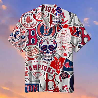Boston Red Sox Skull Hawaiian Shirt Gift For Red Sox Fan Boston Red Sox Skull Hawaiian Shirt Gift For Red Sox Fan
