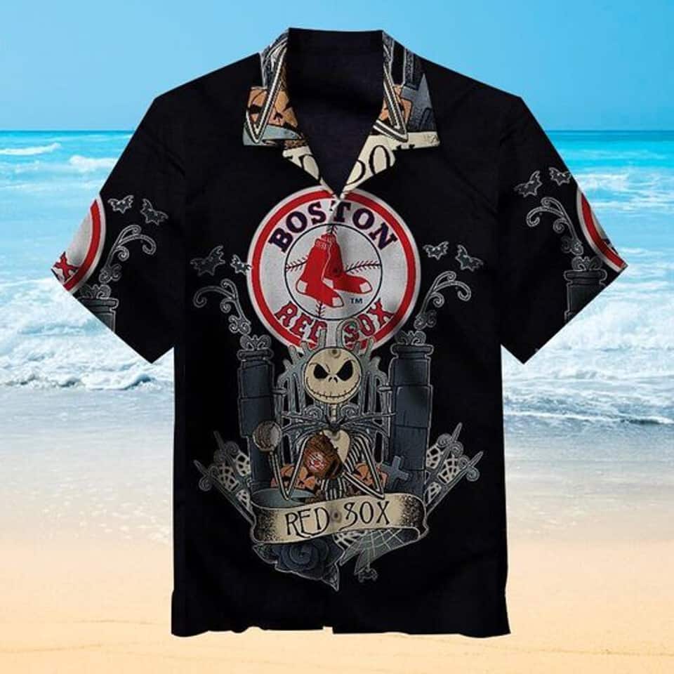 Jack Skellington Boston Red Sox Hawaiian Shirt Jack Skellington Boston Red Sox Hawaiian Shirt