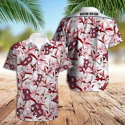 Boston Red Sox Hawaiian Shirt Tropical Flower Pattern All Over Print