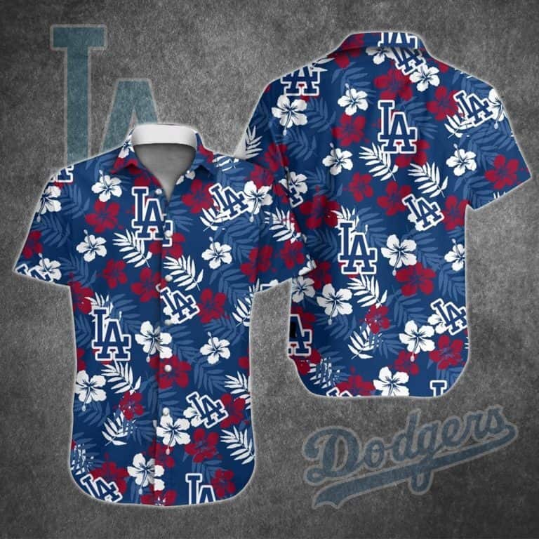 Los Angeles Dodgers Hawaiian Shirt Hibiscus Flower Pattern All Over Print Los Angeles Dodgers Hawaiian Shirt Hibiscus Flower Pattern All Over Print