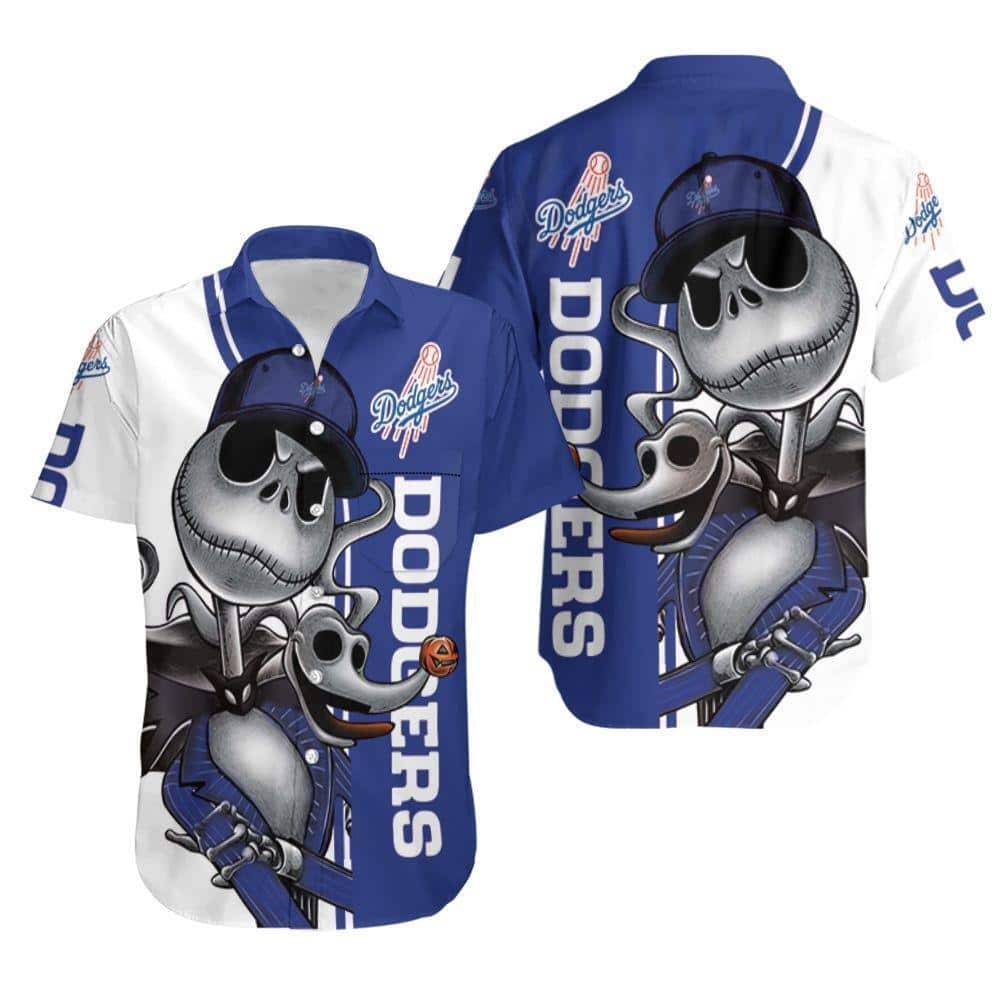 Los Angeles Dodgers Hawaiian Shirt Jack Skellington And Zero Los Angeles Dodgers Hawaiian Shirt Jack Skellington And Zero