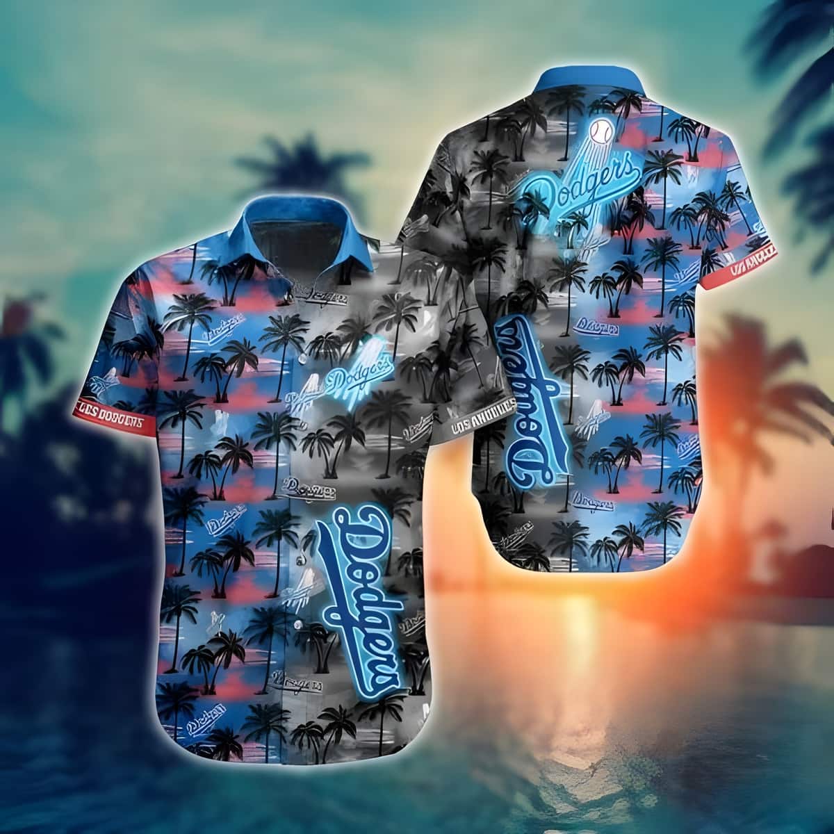Los Angeles Dodgers Hawaiian Shirt Island Pattern All Over Print Los Angeles Dodgers Hawaiian Shirt Island Pattern All Over Print