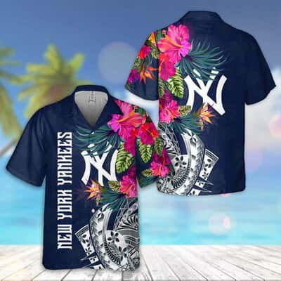 New York Yankees Hawaiian Shirt Tribal Tropical Flower Pattern