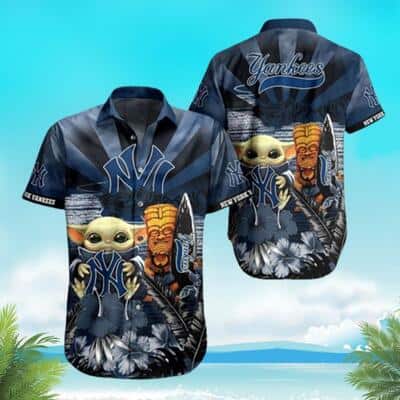 Baby Yoda Star Wars New York Yankees Hawaiian Shirt Best Beach Gift Baby Yoda Star Wars New York Yankees Hawaiian Shirt Best Beach Gift