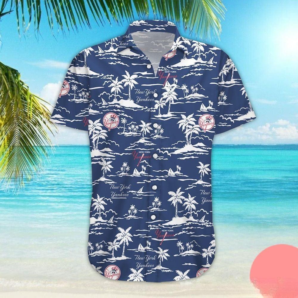 MLB New York Yankees Hawaiian Shirt Beach Pattern Gift For Sport Fans MLB New York Yankees Hawaiian Shirt Beach Pattern Gift For Sport Fans