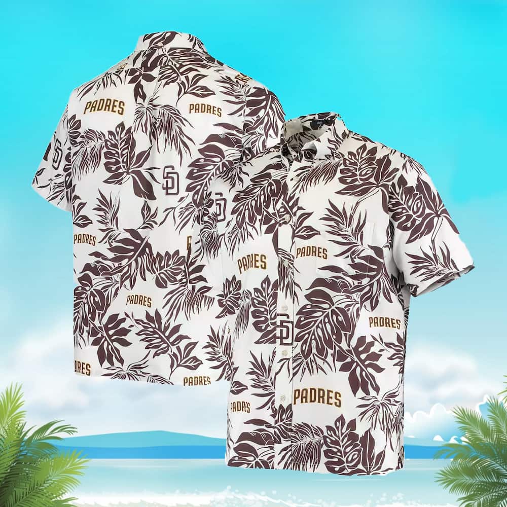 White Aloha San Diego Padres Hawaiian Shirt Tropical Flower Pattern White Aloha San Diego Padres Hawaiian Shirt Tropical Flower Pattern