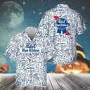 Pabst Blue Ribbon Hawaiian Shirt Happy Halloween Doodle Art