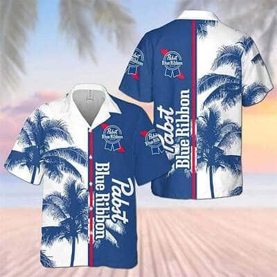 Pabst Blue Ribbon Beer Hawaiian Shirt Tropical Coconut Trees Pabst Blue Ribbon Beer Hawaiian Shirt Tropical Coconut Trees