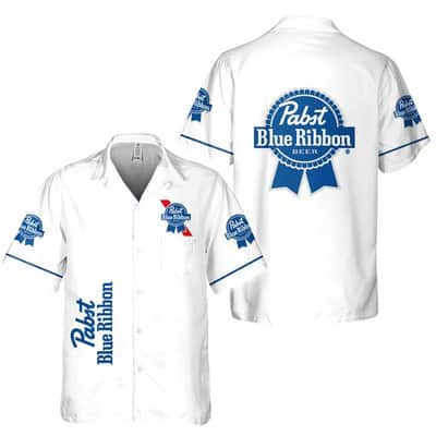 White Pabst Blue Ribbon Hawaiian Shirt Gift For Beer Lovers White Pabst Blue Ribbon Hawaiian Shirt Gift For Beer Lovers