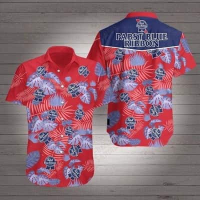 Pabst Blue Ribbon Hawaiian Shirt Tropical Flower Pattern Best Beach Gift