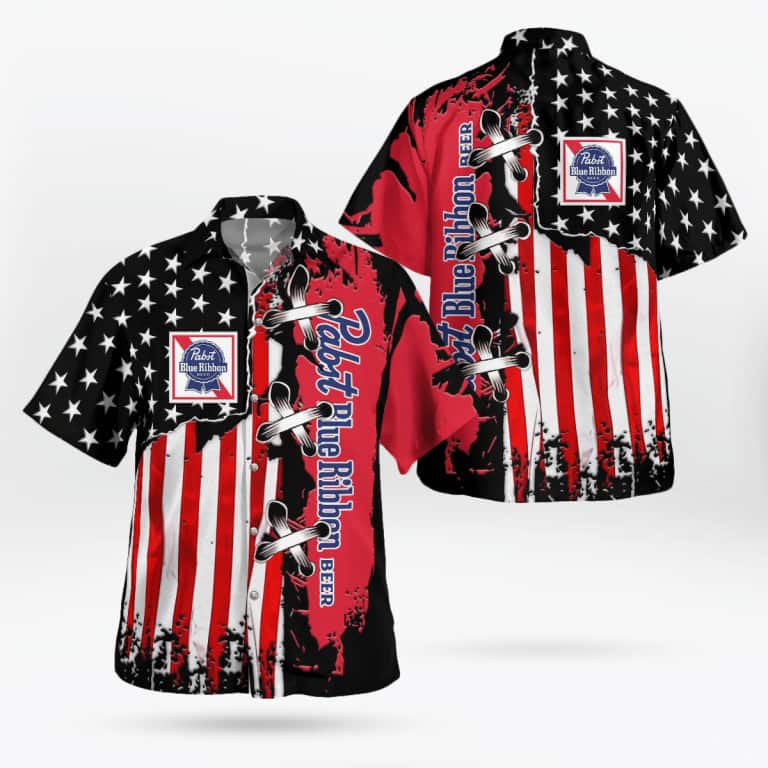 Pabst Blue Ribbon Hawaiian Shirt US Flag Independence Day 4th Of July Pabst Blue Ribbon Hawaiian Shirt US Flag Independence Day 4th Of July