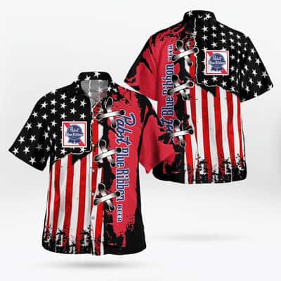 Pabst Blue Ribbon Hawaiian Shirt US Flag Independence Day 4th Of July Pabst Blue Ribbon Hawaiian Shirt US Flag Independence Day 4th Of July