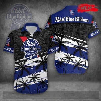 Pabst Blue Ribbon Hawaiian Shirt Tropical Coconut Tree Beach Vacation Gift
