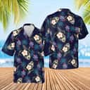 Pabst Blue Ribbon Beer Hawaiian Shirt Hibiscus Flower Palm Trees Pattern