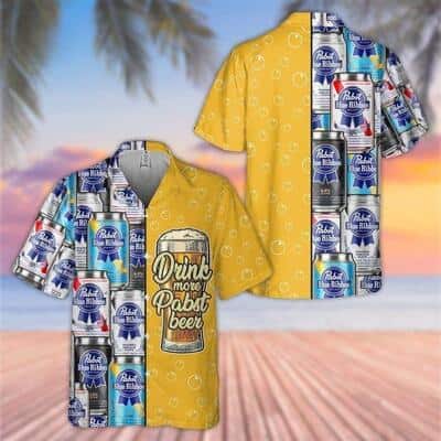 Drink More Pabst Blue Ribbon Beer Hawaiian Shirt Practical Beach Gift