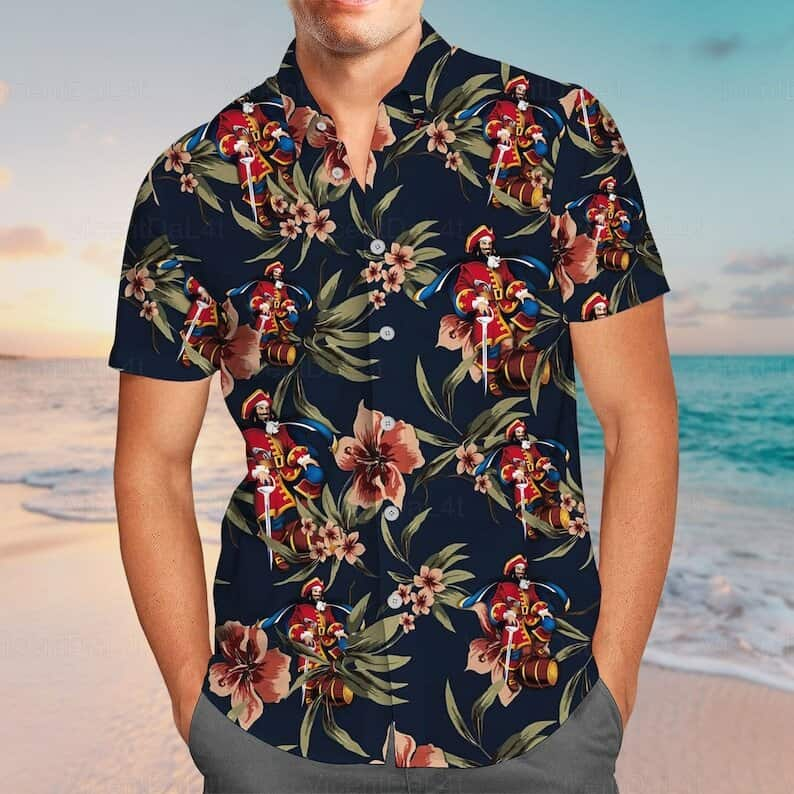 Captain Morgan Hawaiian Shirt Hibiscus Flower Pattern Best Beach Gift