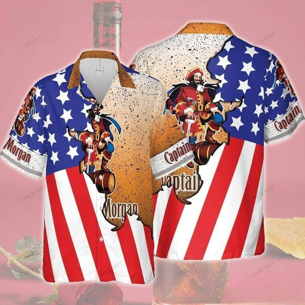 Captain Morgan Hawaiian Shirt Us Flag Best Beach Gift