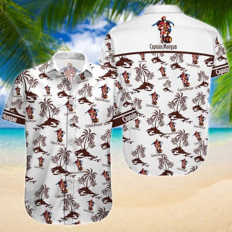 White Captain Morgan Hawaiian Shirt Island Pattern Summer Beach Gift White Captain Morgan Hawaiian Shirt Island Pattern Summer Beach Gift