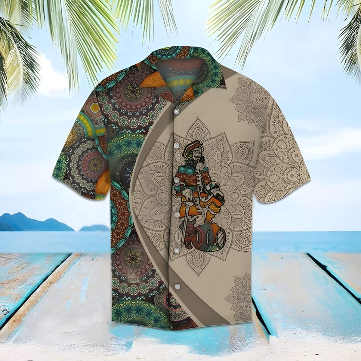 Captain Morgan Hawaiian Shirt Mandala Pattern Beach Vacation Gift