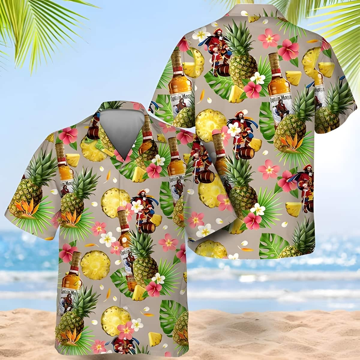 Captain Morgan Hawaiian Shirt Pineapple Pattern Summer Beach Gift