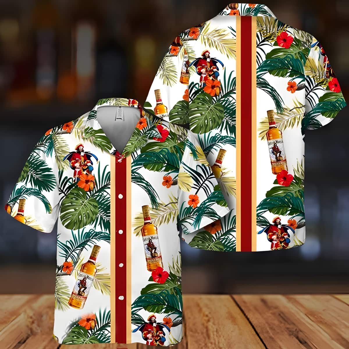 Captain Morgan Hawaiian Shirt Palm Leaves Pattern All Over Print