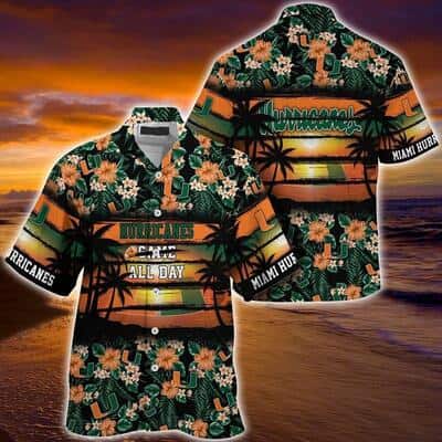 Miami Hurricanes Hawaiian Shirt Tropical Flower Pattern Gift For Football Fans Miami Hurricanes Hawaiian Shirt Tropical Flower Pattern Gift For Football Fans