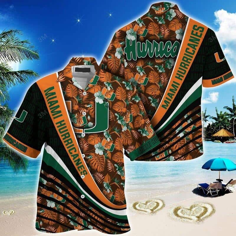 Miami Hurricanes Hawaiian Shirt Palm Leaves Pattern Practical Beach Gift Miami Hurricanes Hawaiian Shirt Palm Leaves Pattern Practical Beach Gift