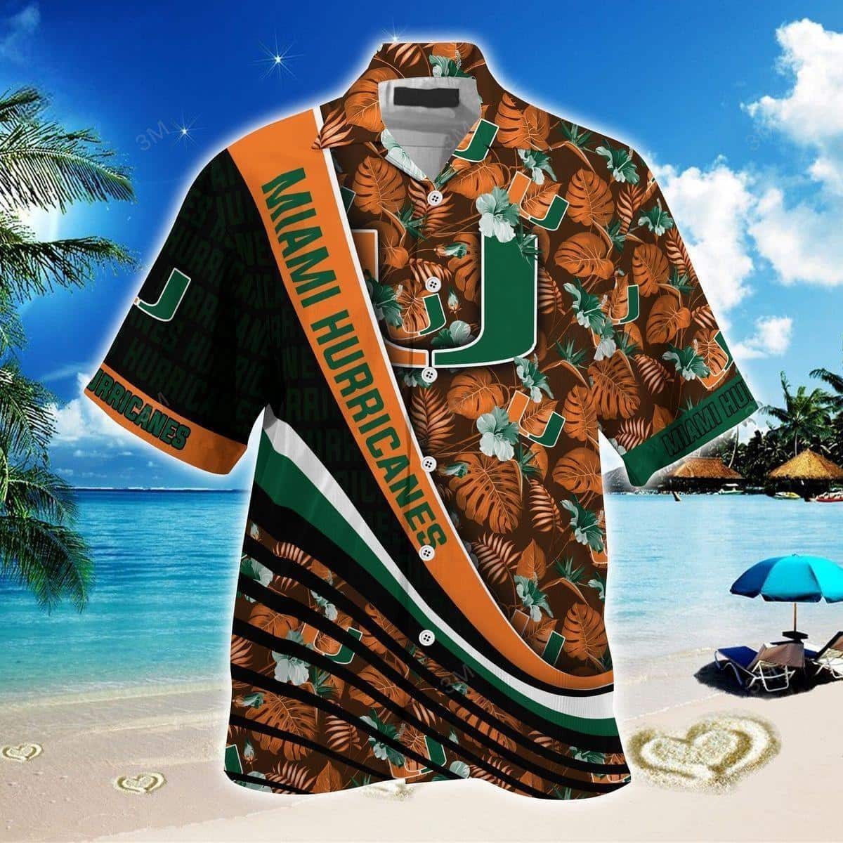 Miami Hurricanes Hawaiian Shirt Palm Leaves Pattern Practical Beach Gift Miami Hurricanes Hawaiian Shirt Palm Leaves Pattern Practical Beach Gift