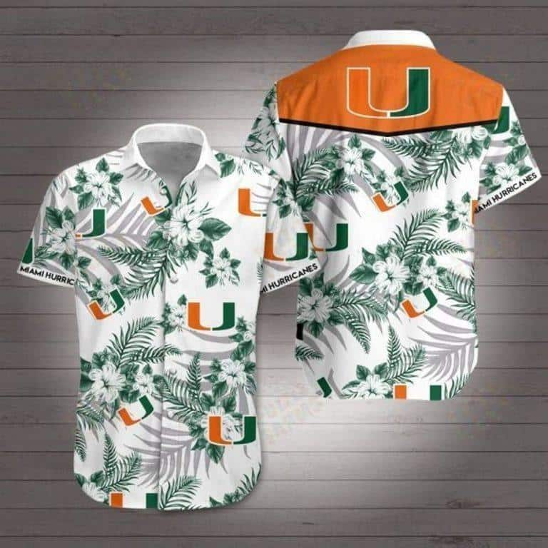 Miami Hurricanes Hawaiian Shirt Hibiscus Flower Beach Gift For Football Coach