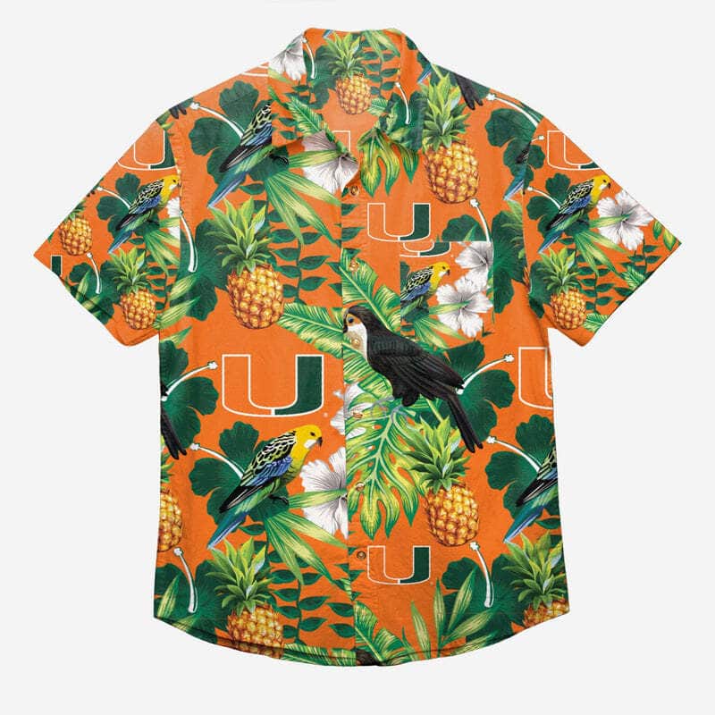 Miami Hurricanes Hawaiian Shirt Tropical Pattern Summer Beach Gift Miami Hurricanes Hawaiian Shirt Tropical Pattern Summer Beach Gift