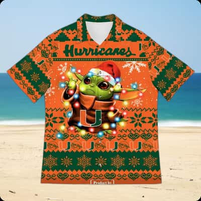 Miami Hurricanes Hawaiian Shirt Baby Yoda Star Wars Summer Beach Gift Miami Hurricanes Hawaiian Shirt Baby Yoda Star Wars Summer Beach Gift