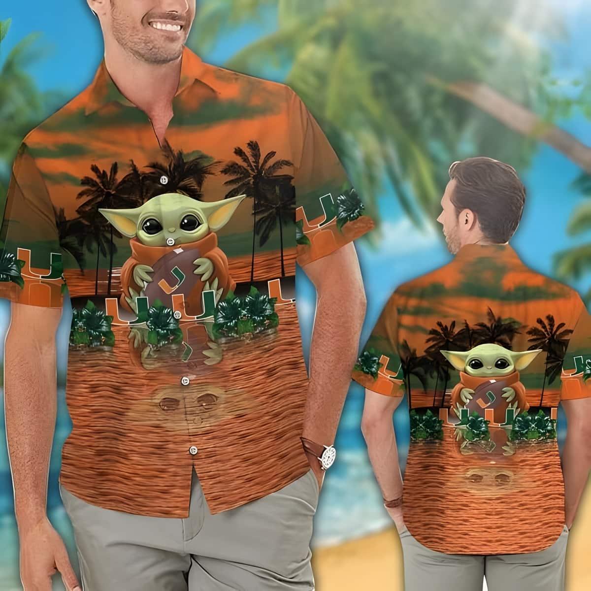 Baby Yoda Star Wars Loves Miami Hurricanes Hawaiian Shirt Baby Yoda Star Wars Loves Miami Hurricanes Hawaiian Shirt