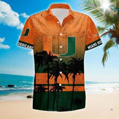 NCAA Miami Hurricanes Hawaiian Shirt Coconut Tree Pattern NCAA Miami Hurricanes Hawaiian Shirt Coconut Tree Pattern